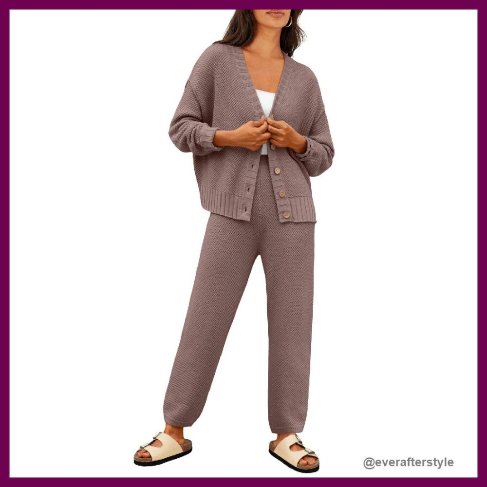 Oversized Cardigan Lounge Set Slouchy Chic Minimal Loungewear Two Piece